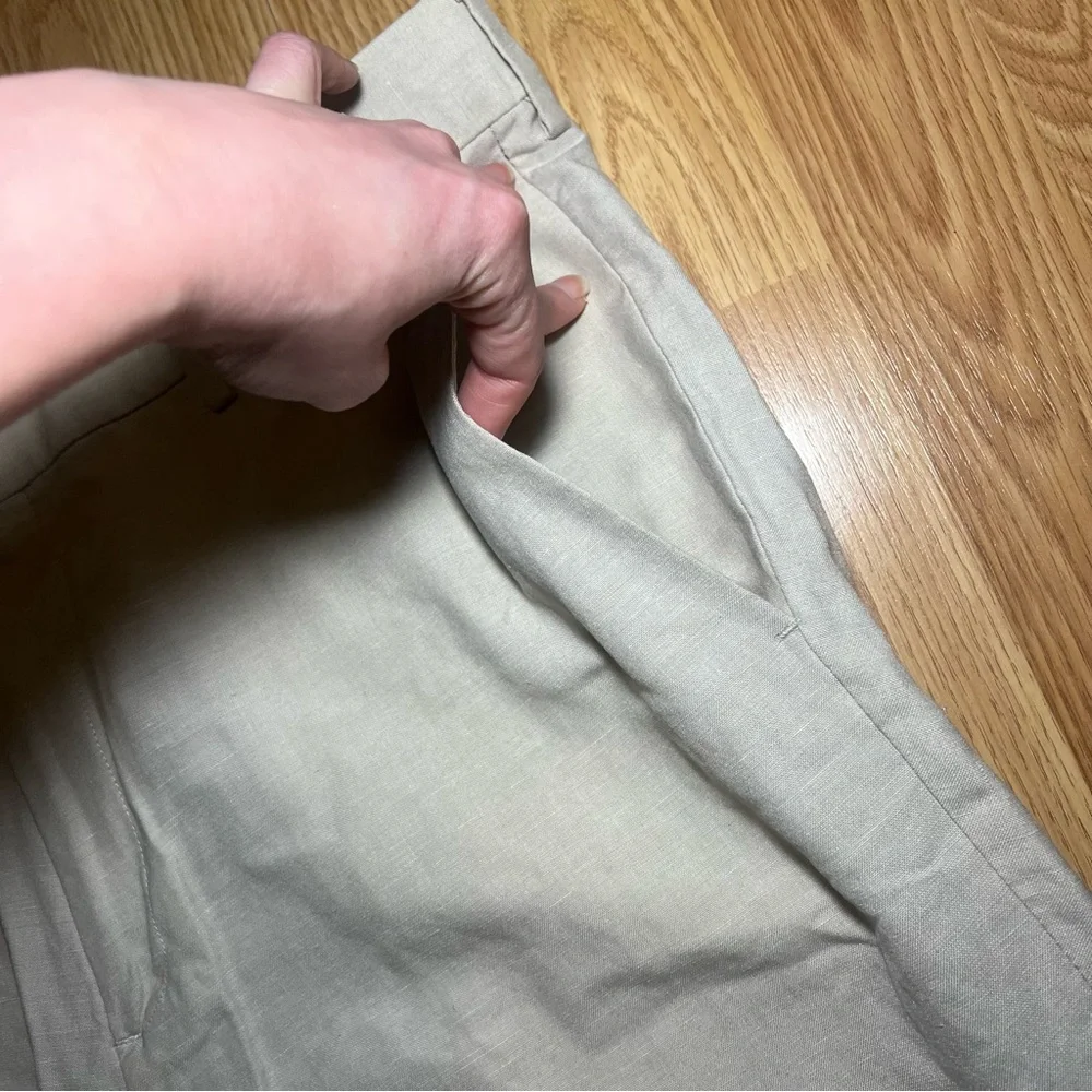 Kenneth Cole‎ Reaction Linen Pants Mens 36x26 Beige Dress Slacks Business Casual